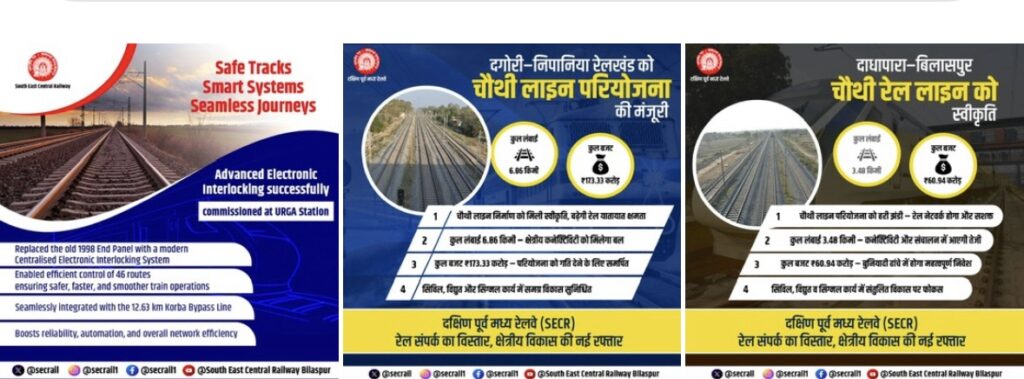 दाधापारा–बिलासपुर और दगोरी -निपानिया के बीच चौथी रेल लाइन परियोजना को स्वीकृति