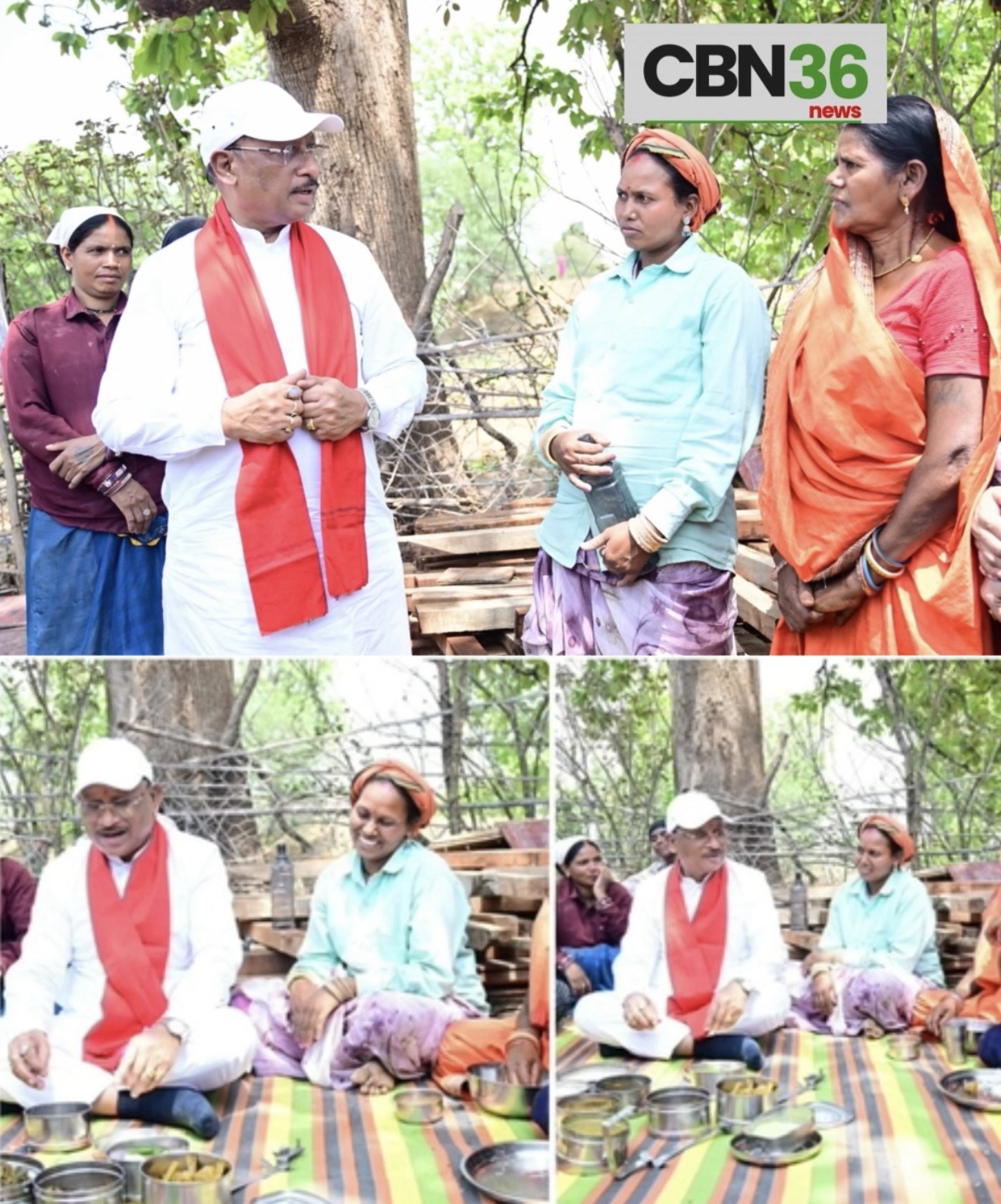 निर्माणाधीन पंचायत भवन के निरीक्षण में मुख्यमंत्री श्रमिकों के बीच पहुंचे, साथ बैठकर किया भोजन