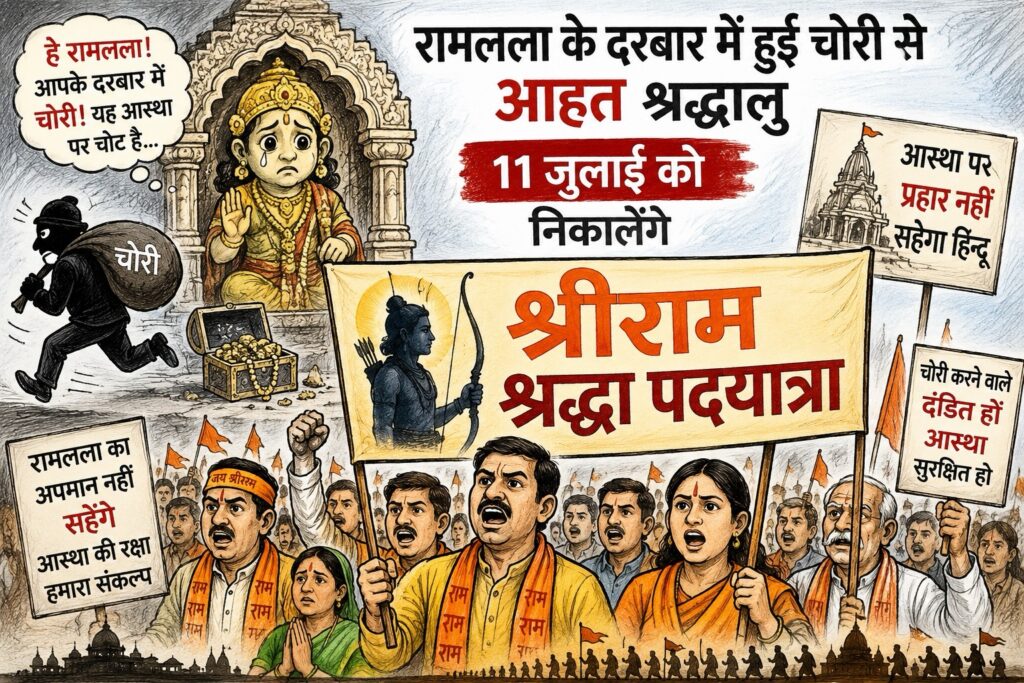 रामलला के दरबार में हुई चोरी से आहत श्रद्धालु 11 जुलाई को निकालेंगे “श्रीराम श्रद्धा पदयात्रा”