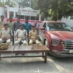चांपा में हथियारों के साथ घूम रहे 4 संदिग्ध गिरफ्तार, ब्रेजा कार से चाकू और लोहे की रॉड बरामद